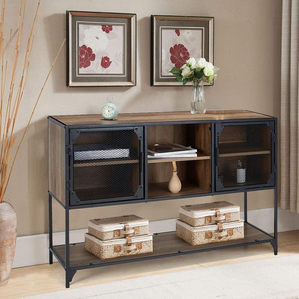 Industrial Kitchen Buffet Floor Cabinet with 6 Cupboard and Displaying Shelves F179588
