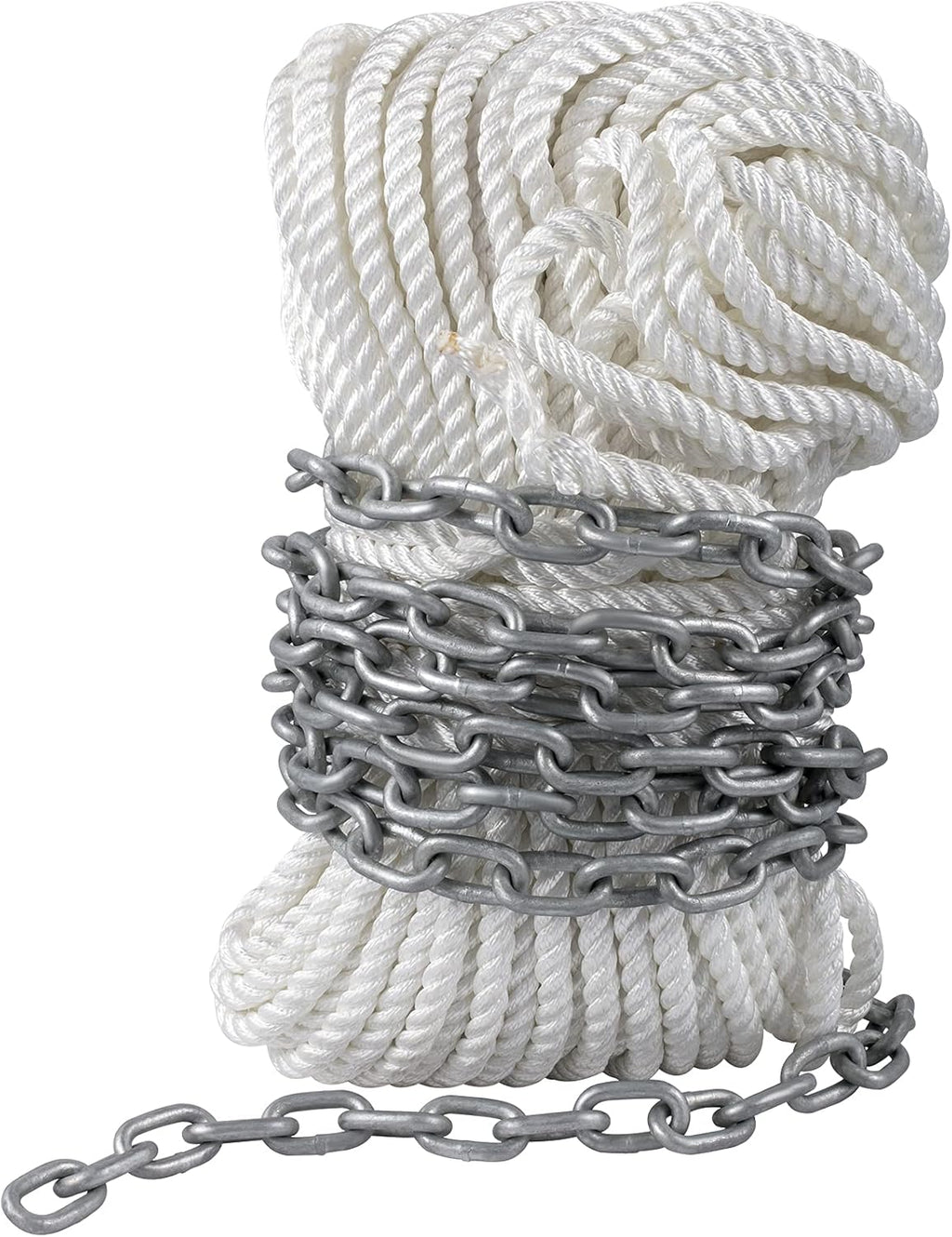 15' x 5/16" Boat Anchor Chain, 1/2" x 200' Nylon Rope, Galvanized Steel Chain L454