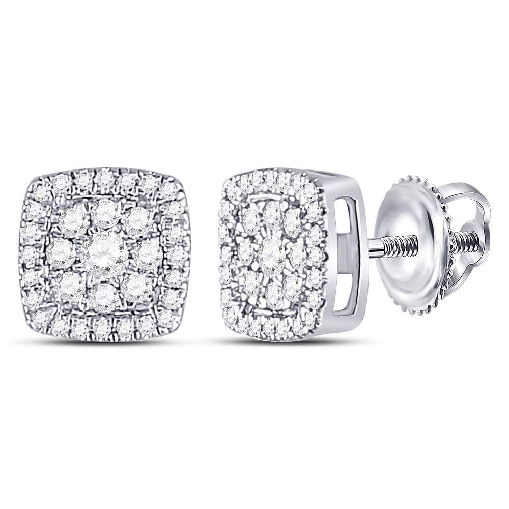14kt White Gold Diamond Cluster Earrings 1/4 Cttw F5416
