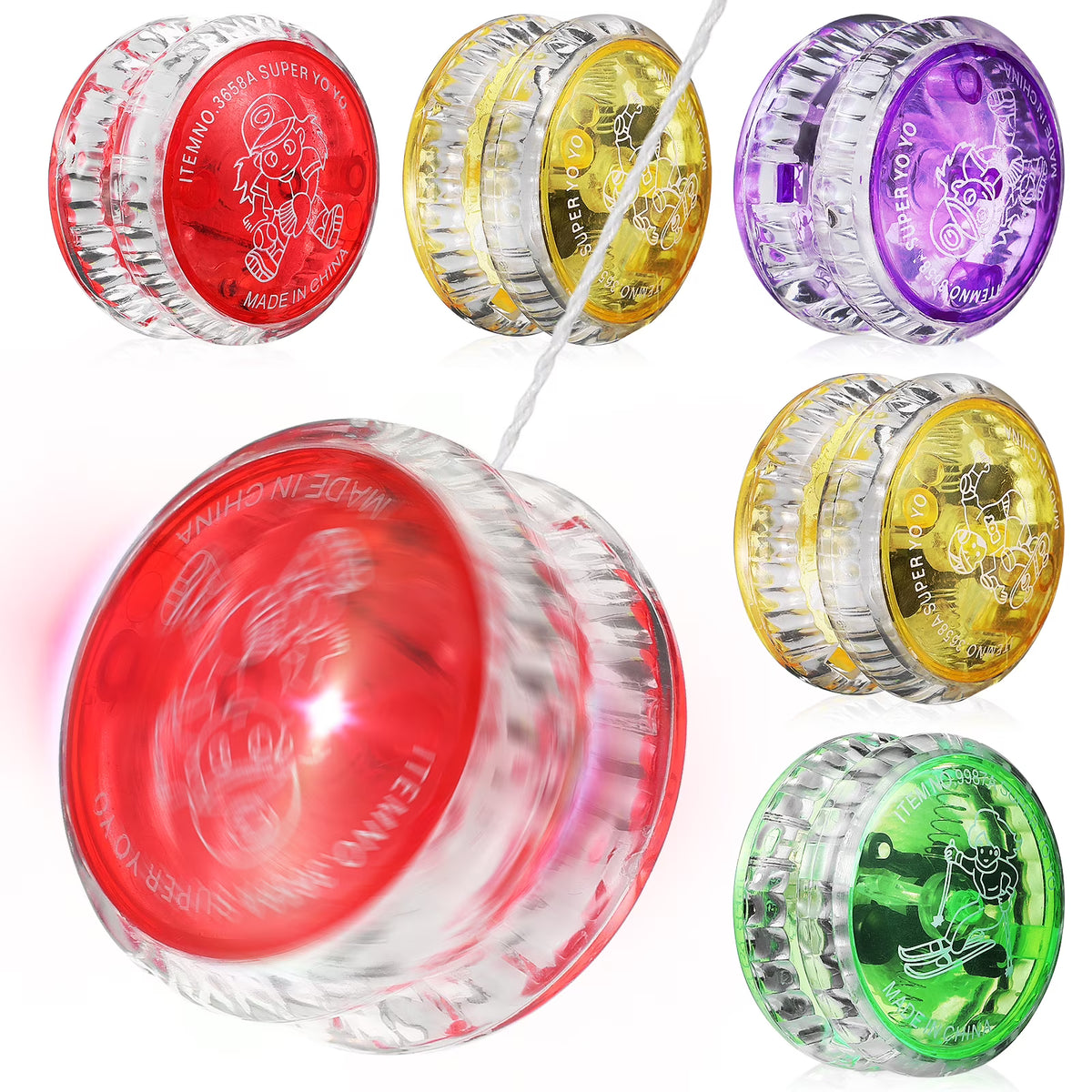 6 Pcs Plastic Light Up Yo-yo Balls P984009