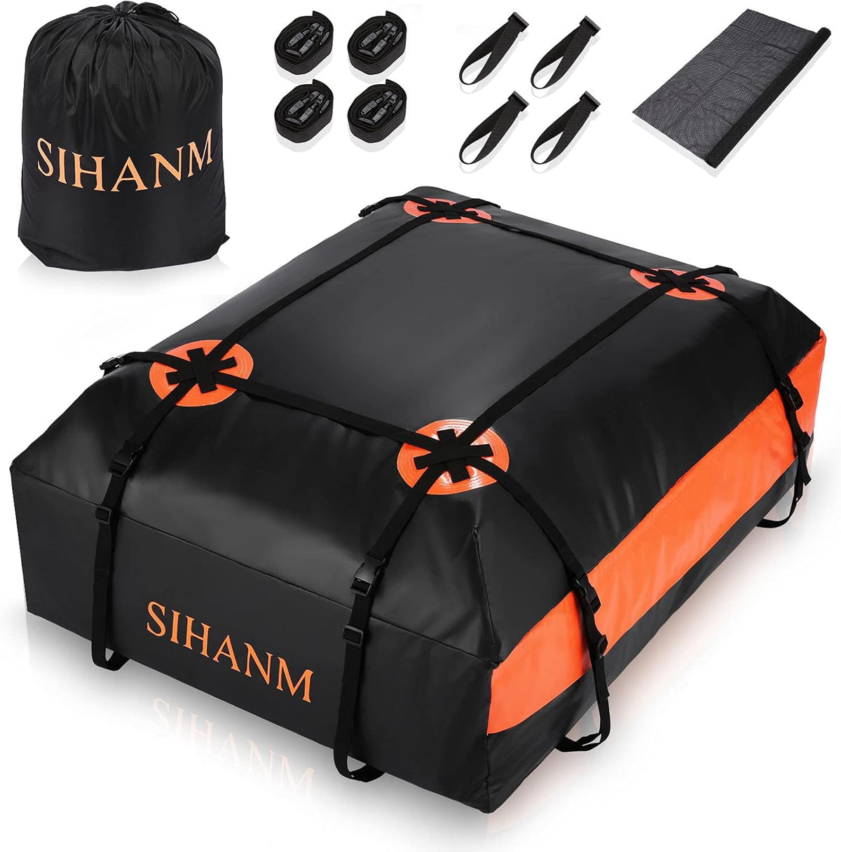 15 Cubic Feet Waterproof Car Roof Cargo Carrier with Anti-Slip Mat K338851