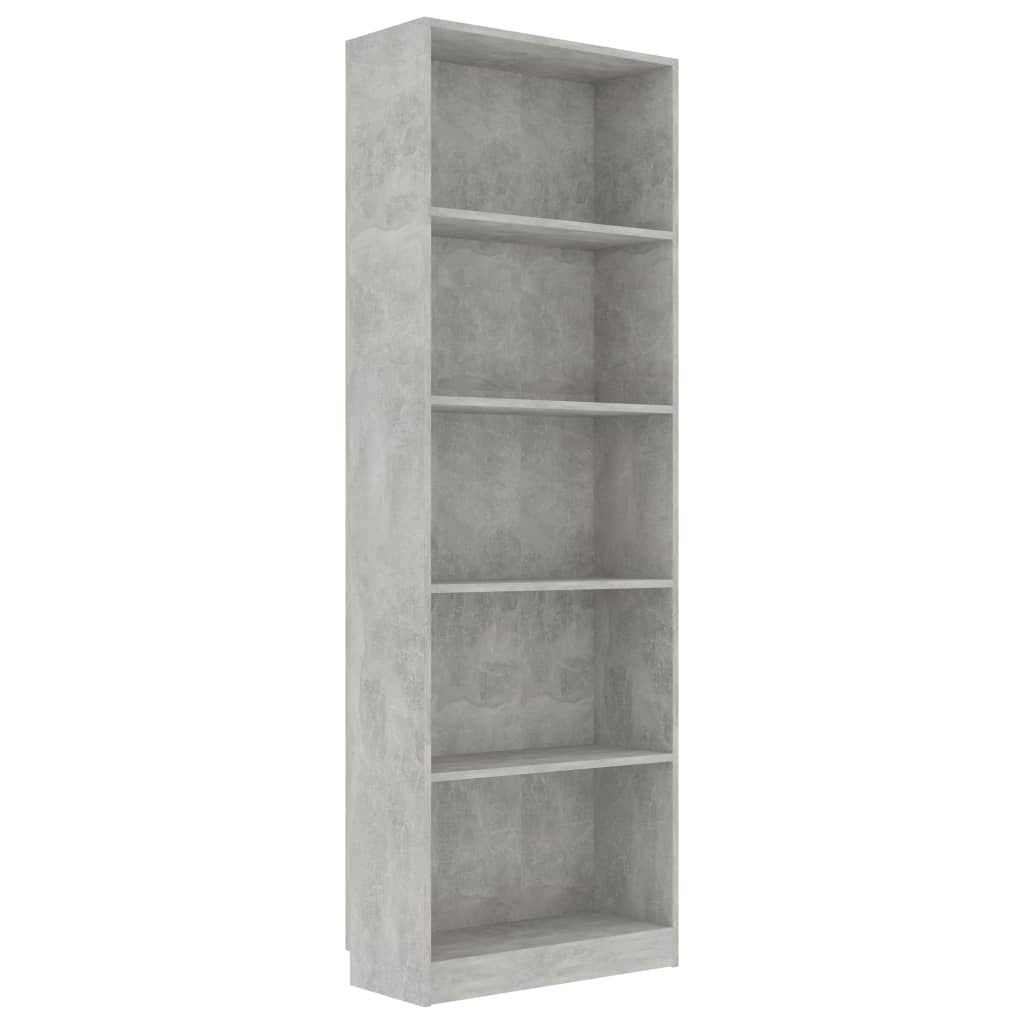5-Tier Chipboard Book Cabinet Concrete Gray Q142