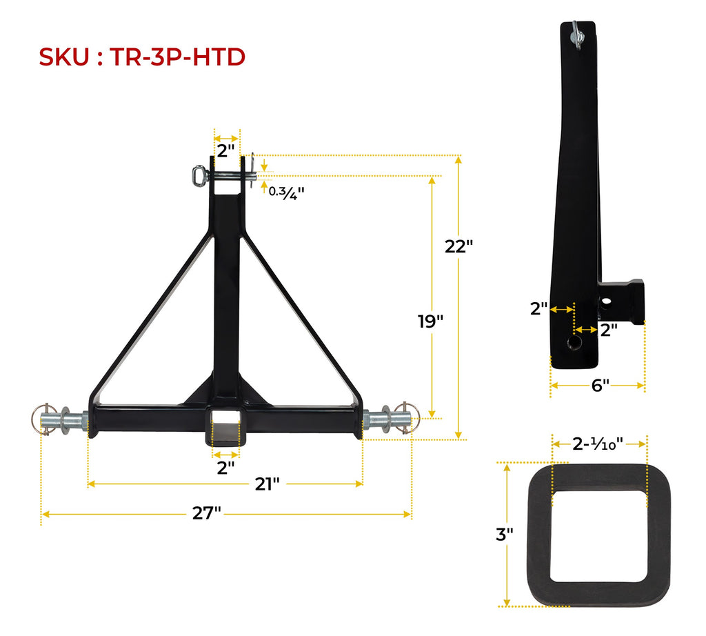 3 Point 2" Receiver Trailer Hitch Adapter G42032
