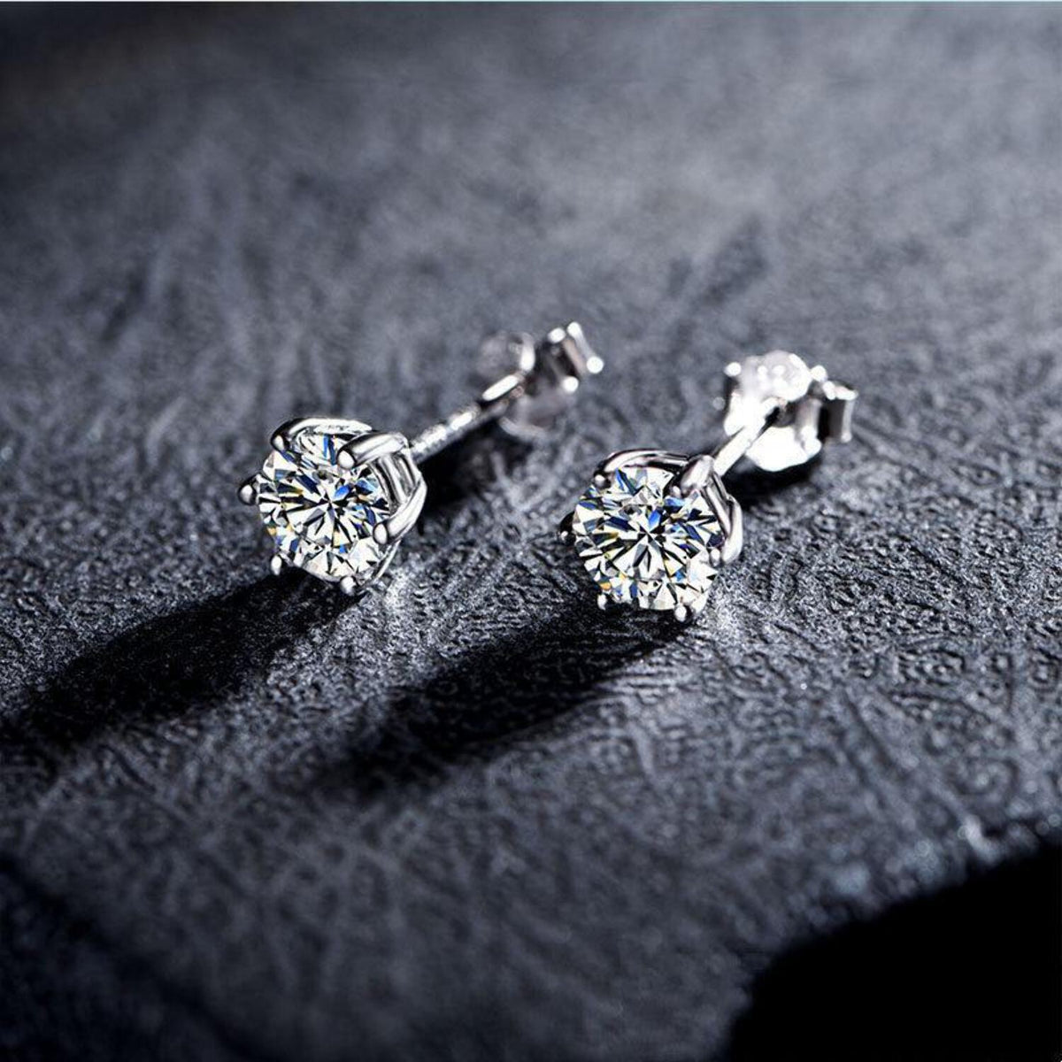 Moissan Diamond Earrings 925 Silver 1 Carat D Color 6 Prongs U83585