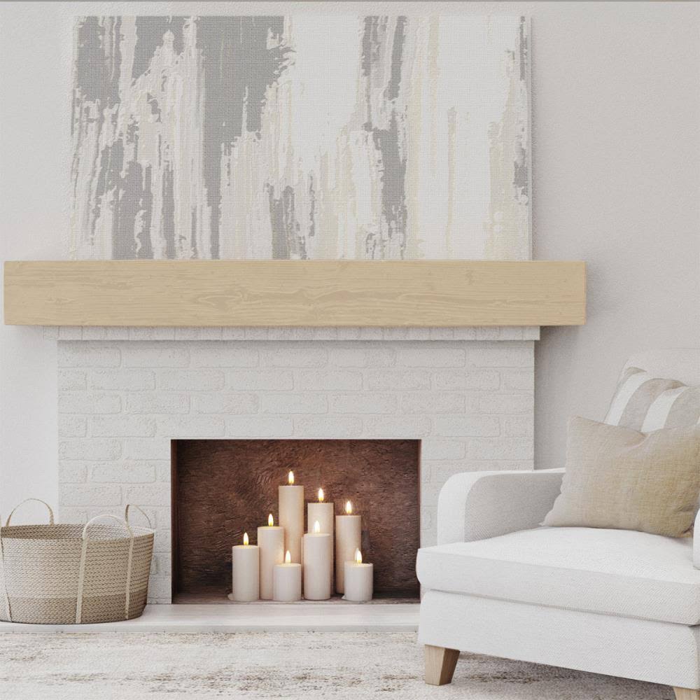 Sandblasted Faux Wood Fireplace Mantel, Natural Pine V447336