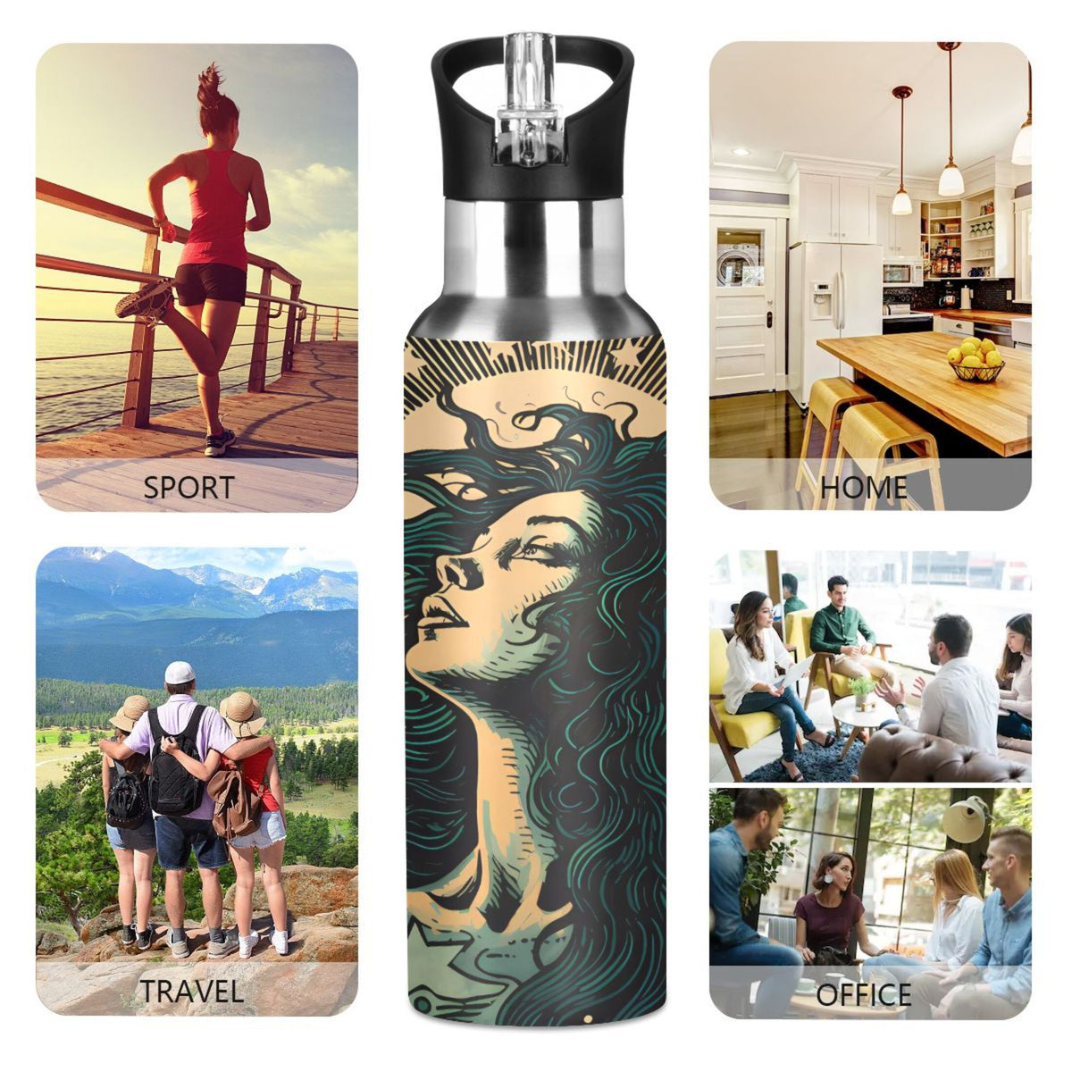 Stainless Steel Insulated Water Bottle with Straw Lid V843261