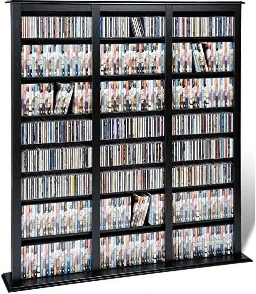 64" Triple CD DVD Media Storage Rack in Black H4548