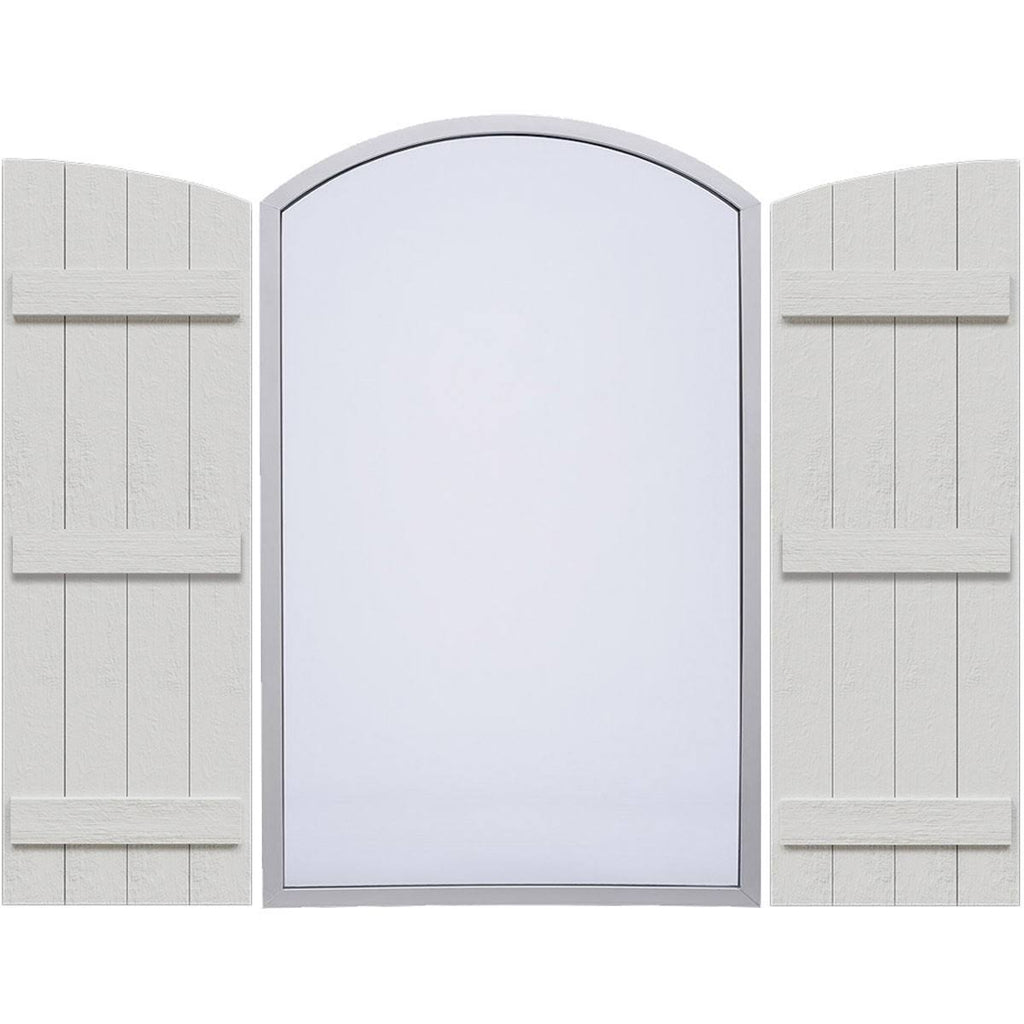 Rustic Faux Wood Shutters with Elliptical Arch Top Y241097