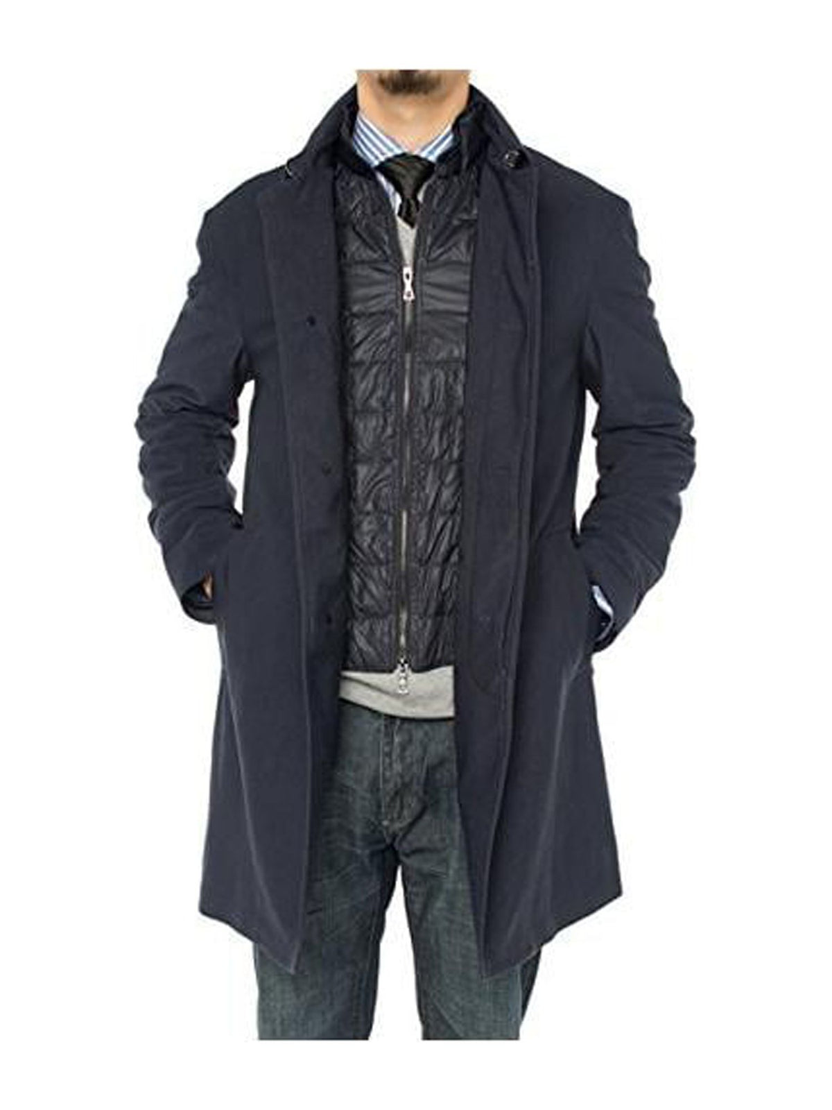 Navy Blue Insulated Coat E279