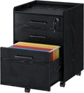 Black Rolling 3 Drawer File Cabinet with Lock I57498
