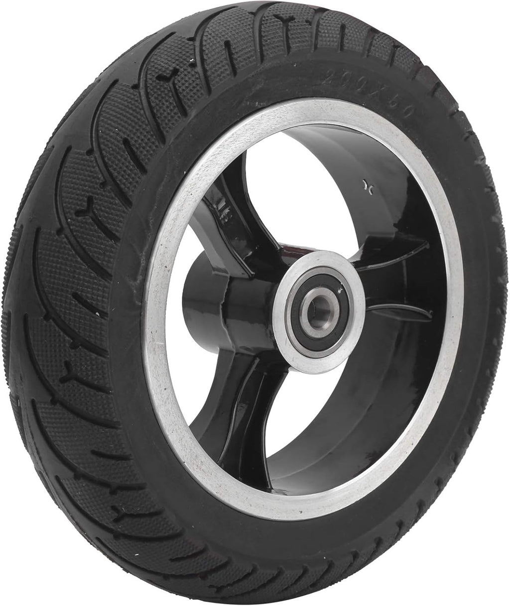 8in 200x50 Aluminium Alloy Front Solid Wheel Non-Pneumatic Tire with Hub, Pack of 2 B939352