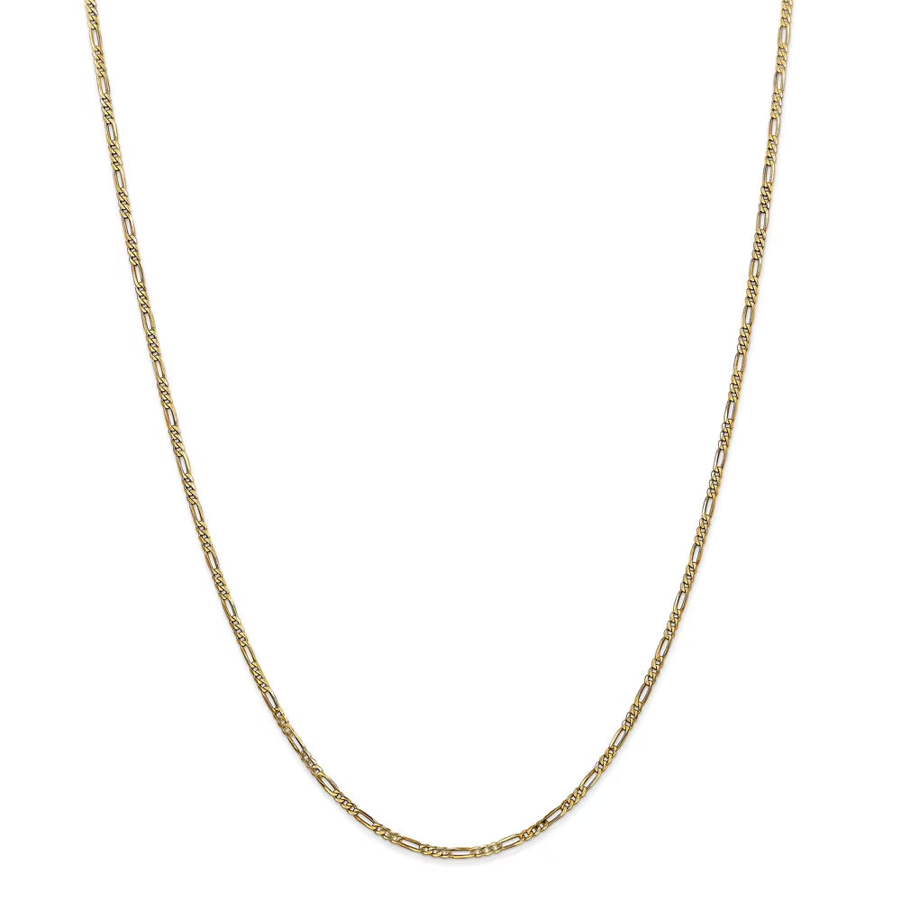 14kt Yellow Gold 1.8mm Flat Figaro Chain 20 inch Lobster Clasp J405