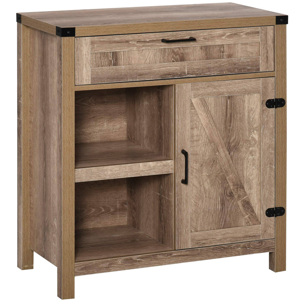 Rustic Barn Door Storage Cabinet Buffet Sideboard Light Oak J7914