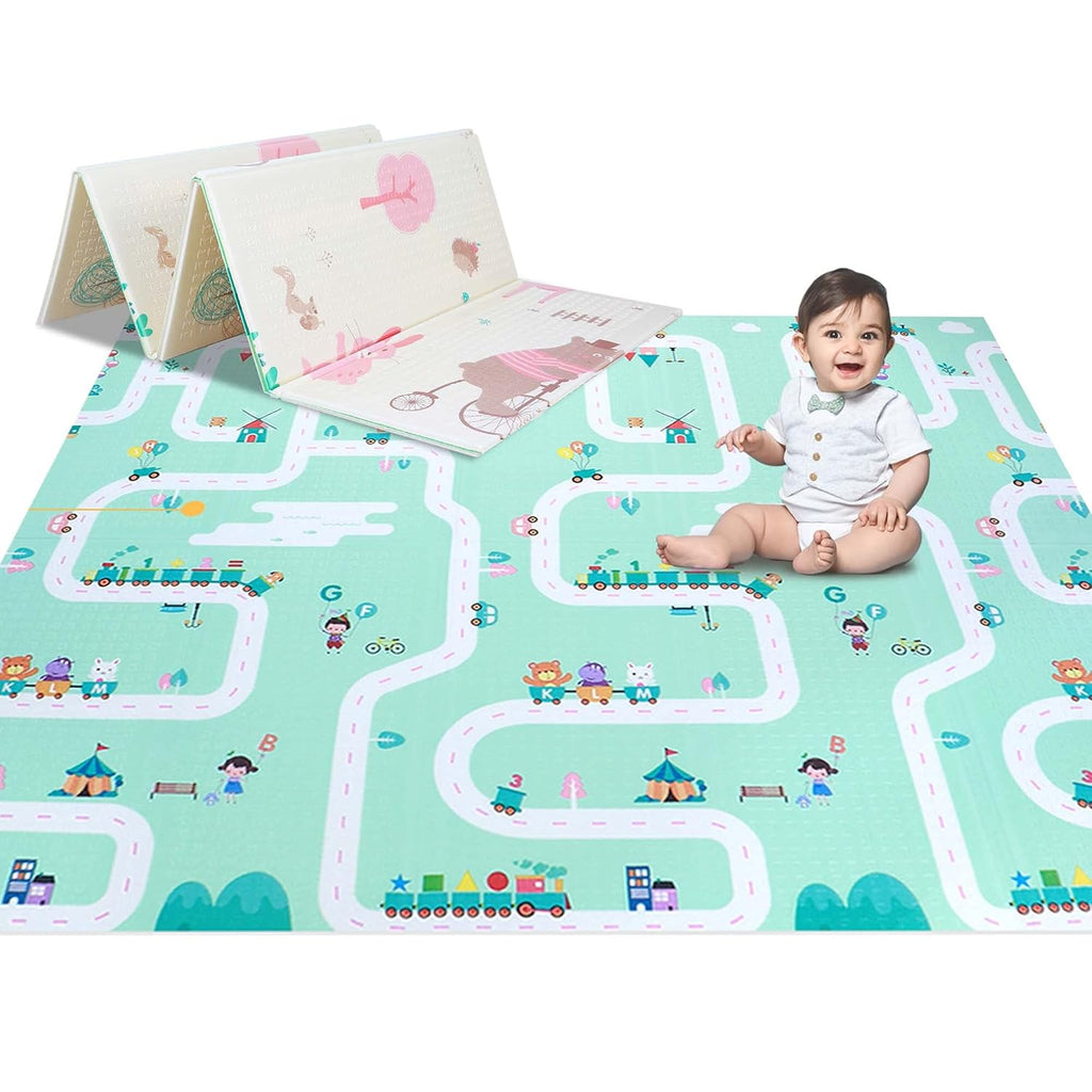 Reversible Non-Slip Waterproof Foam Baby Play Mat with Case, 6.5ft x 6ft J706