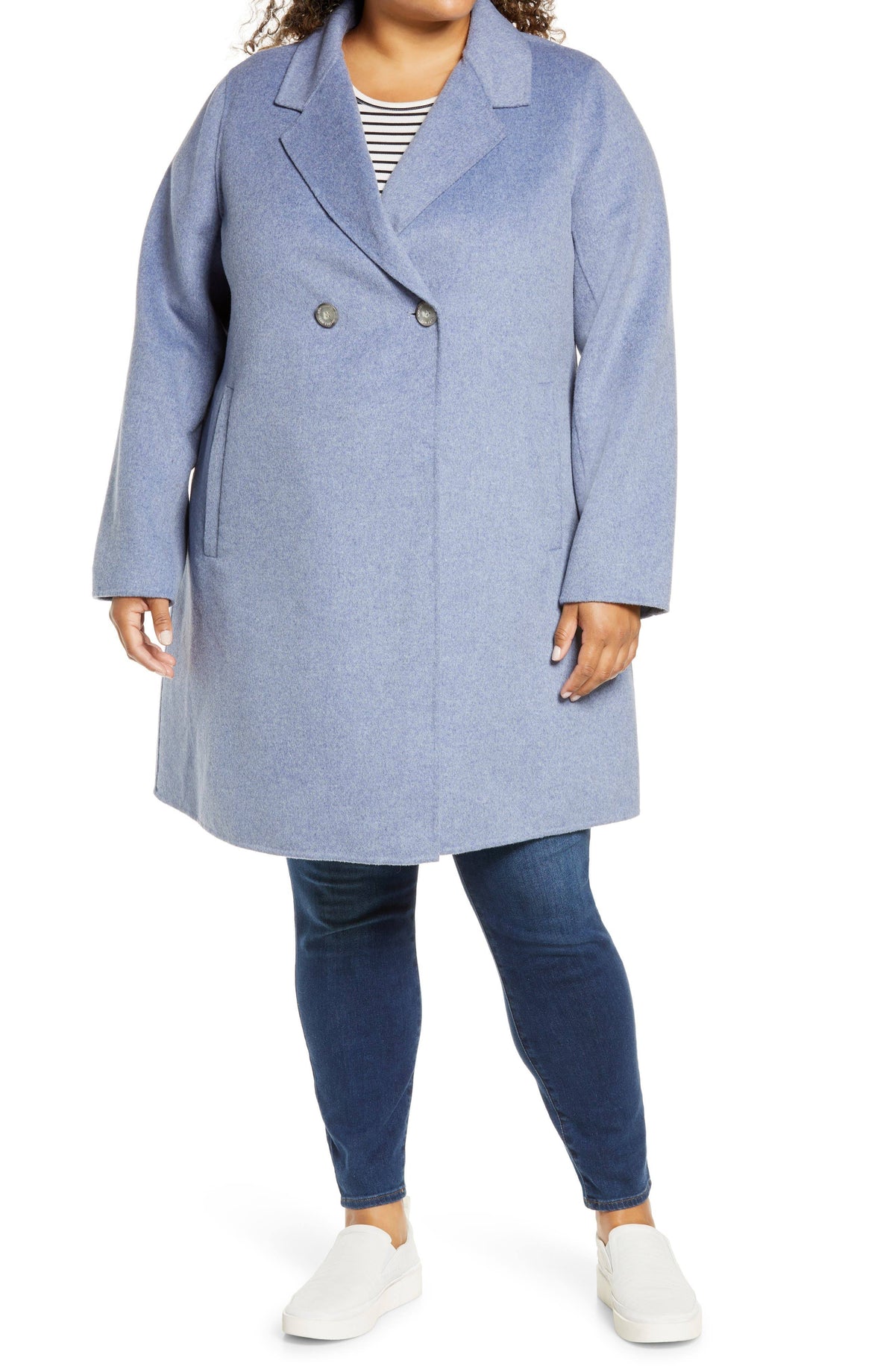 Notch Collar Coat - Blue - 3X Y66860