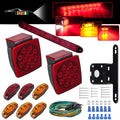 LED Trailer Lights Kit, Submersible Square Stop Turn Tail Lights with Wire & Bracket, Red/Amber Side Marker Lights, 3rd Brake ID Light Bar T368793