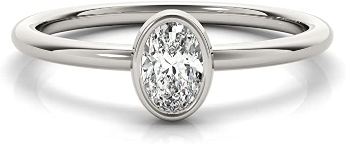Oval Diamond Solitaire Engagement Ring in 14K Gold P9849