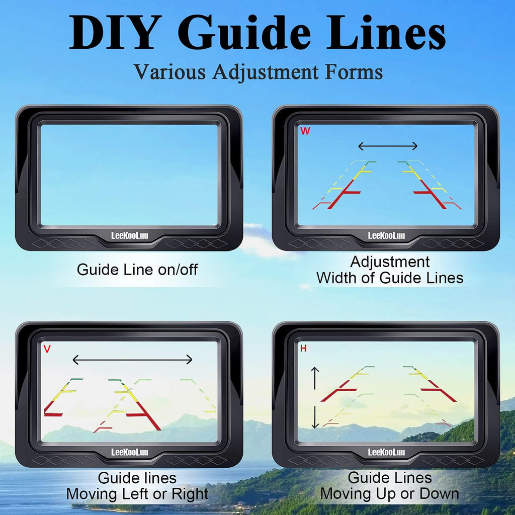 Backup Camera Rear View Monitor Kit HD 1080P Waterproof Night Vision Pack of 2 I330