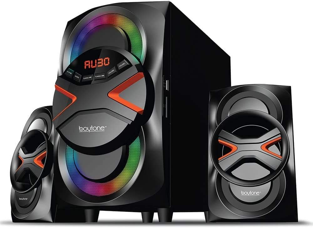2.1 Bluetooth Home Audio Speaker System with FM Radio, USB Ports, Remote Control X74200