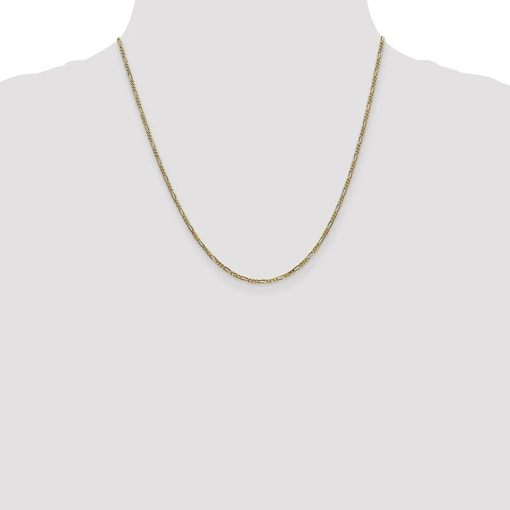 14kt Yellow Gold 1.8mm Flat Figaro Chain 20 inch Lobster Clasp J405
