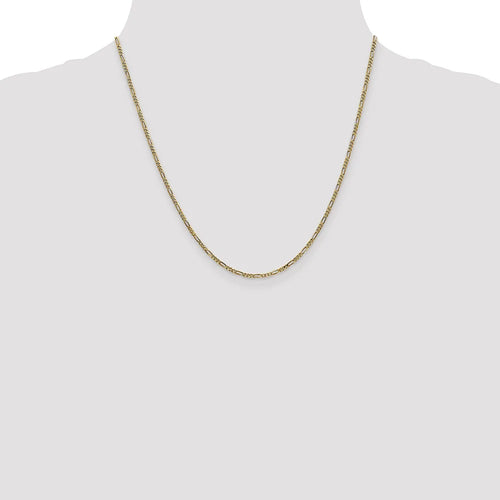 14kt Yellow Gold 1.8mm Flat Figaro Chain 20 inch Lobster Clasp J405