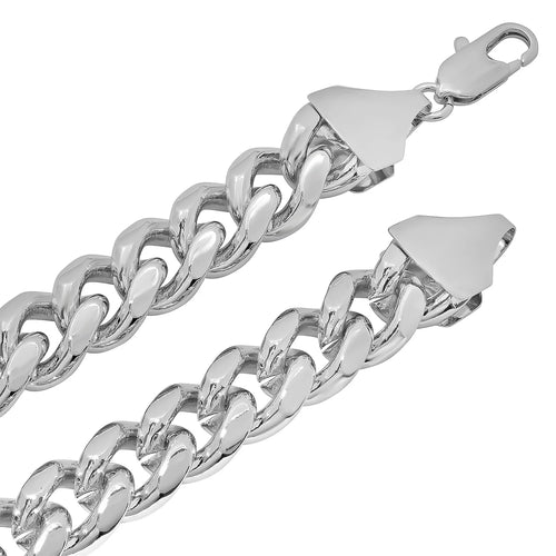 14mm Rhodium Plated Cuban Link Chain Necklace, 30 inches D981178