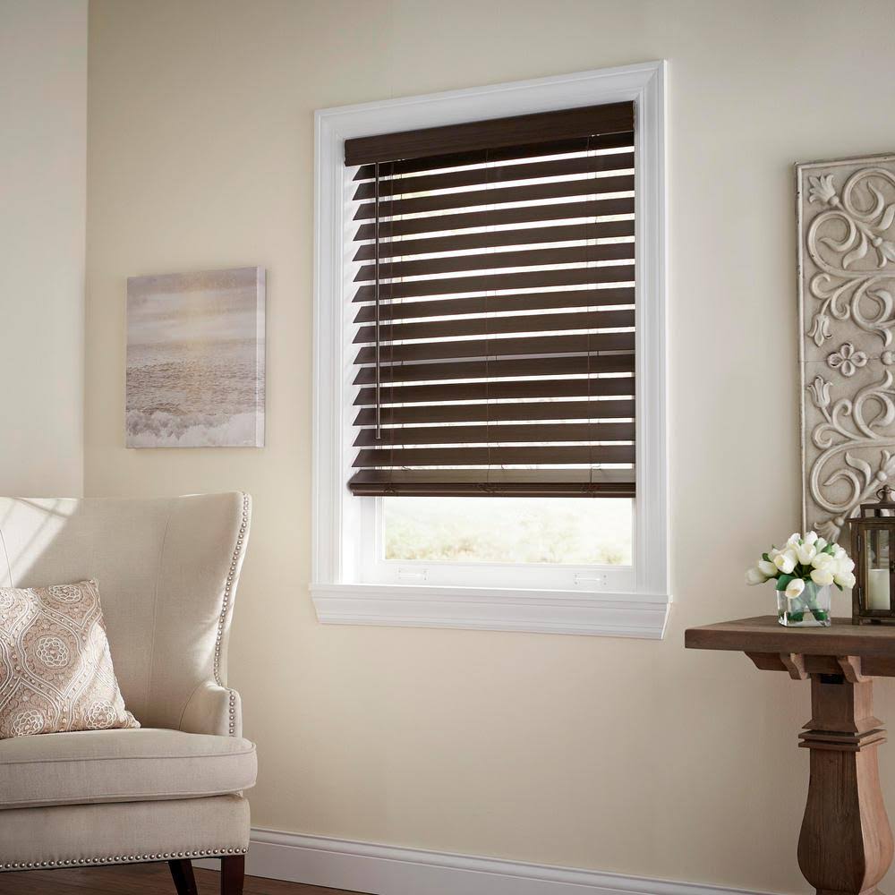 Espresso Faux Wood Cordless Window Shade D695