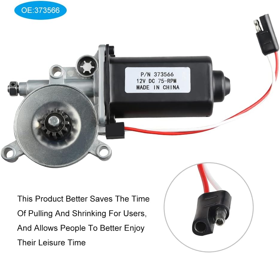 RV Awning Motor Replacement with Single 2-Way Connector, 12-Volt DC, 75-RPM O881903