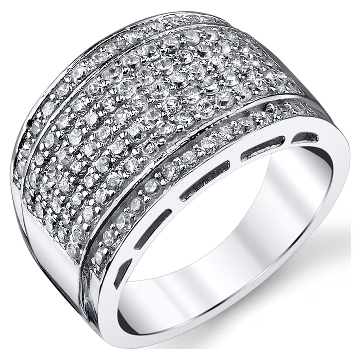 Sterling Silver High Polish Micro-Pave Wedding Band Ring Cubic Zirconia CZ 13.5MM X296696