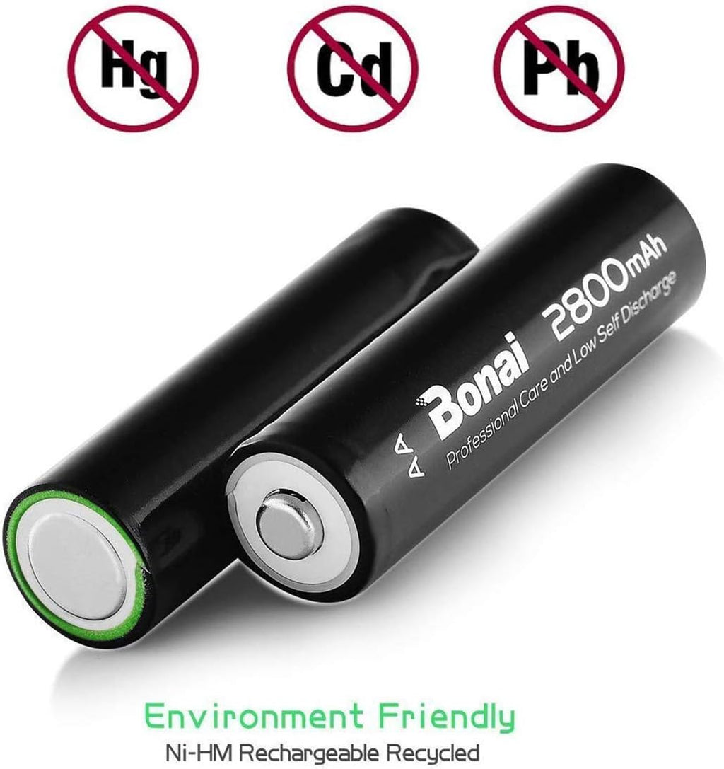 AA Rechargeable Batteries with Charger 8 Pack 2800mAh Ni-MH AA Set C961037