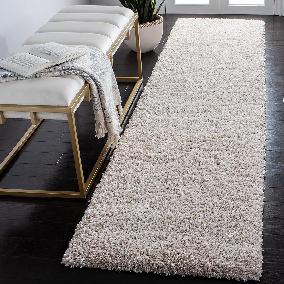 Beige Plush 2-inch Thick Runner C40498