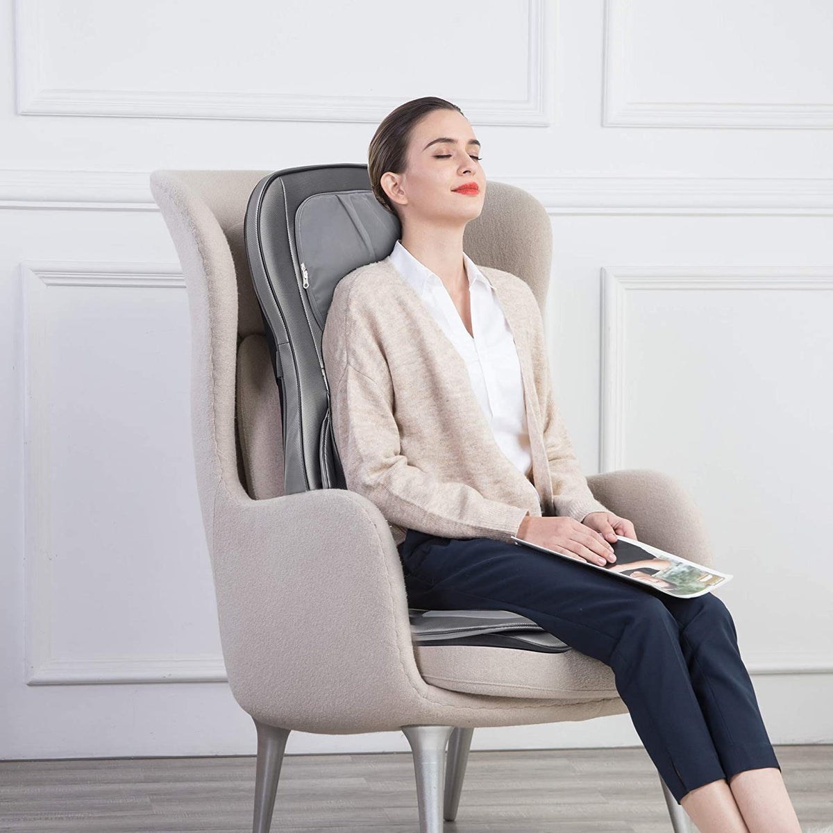 Neck & Back Massager with Air Compress Shiatsu Vibration Seat Cushion L87524