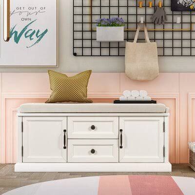 White Cabinet Storage Bench F44075