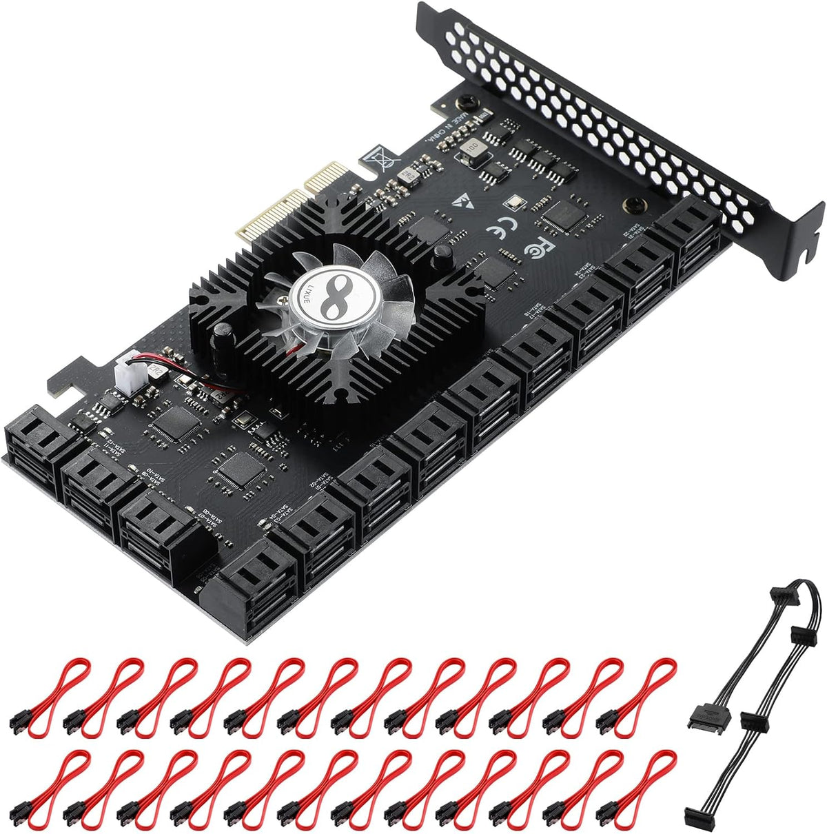 6 Port PCIe SATA 3.0 Card with 6 SATA Cables and Low Profile Bracket I984374