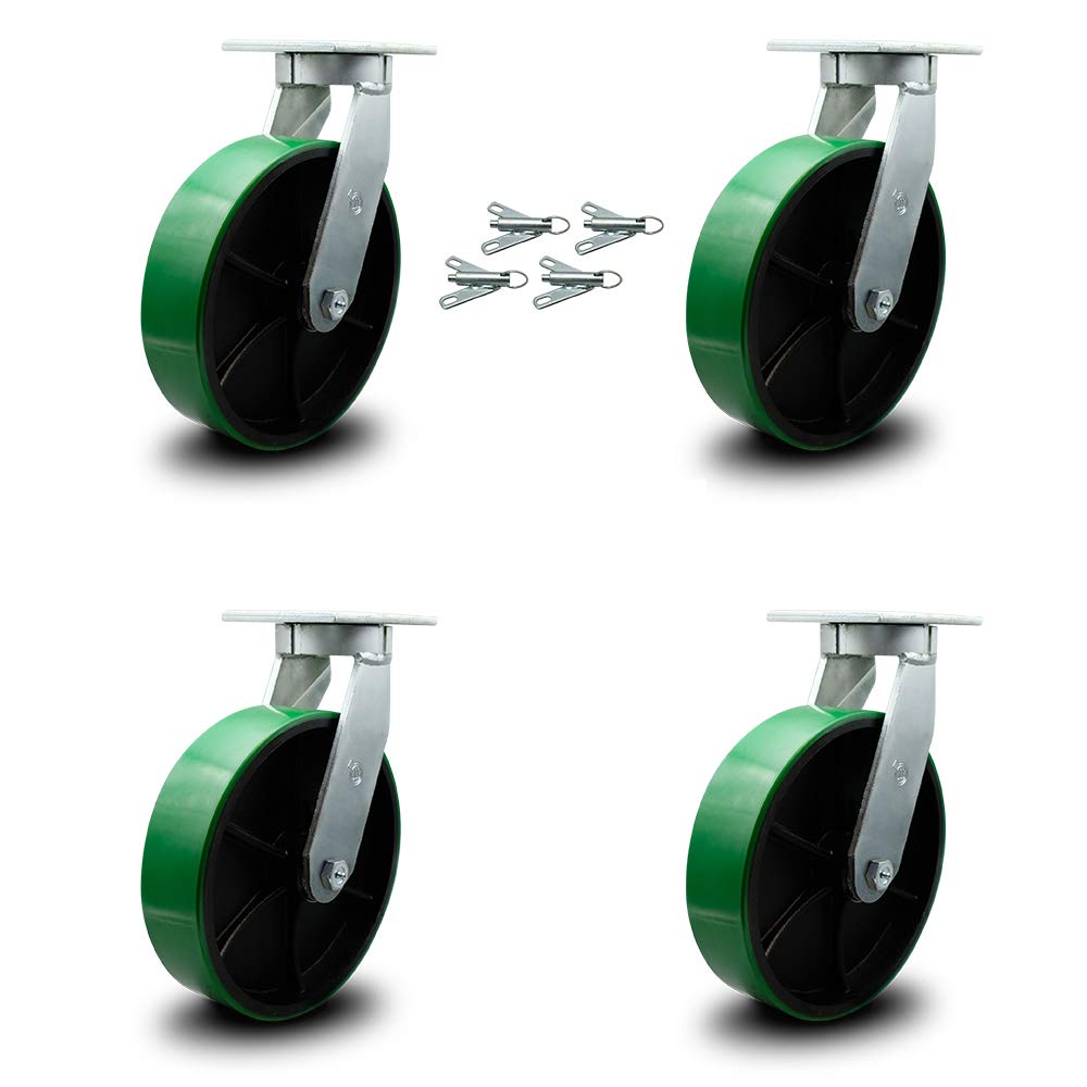 Green Polyurethane Tread on Metal Core Caster Set of 4 T337