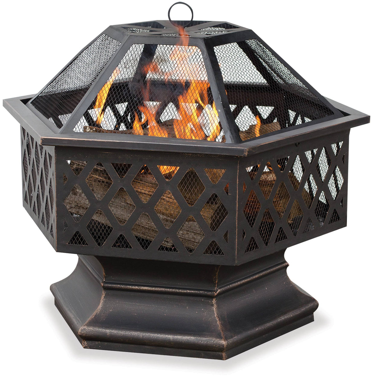 Bronze Hex-Shaped Lattice Fire Pit N727113