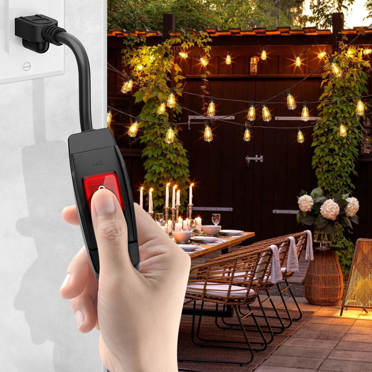 12 FT Extension Cord with Waterproof Switch, 1875W 15A 125V F742