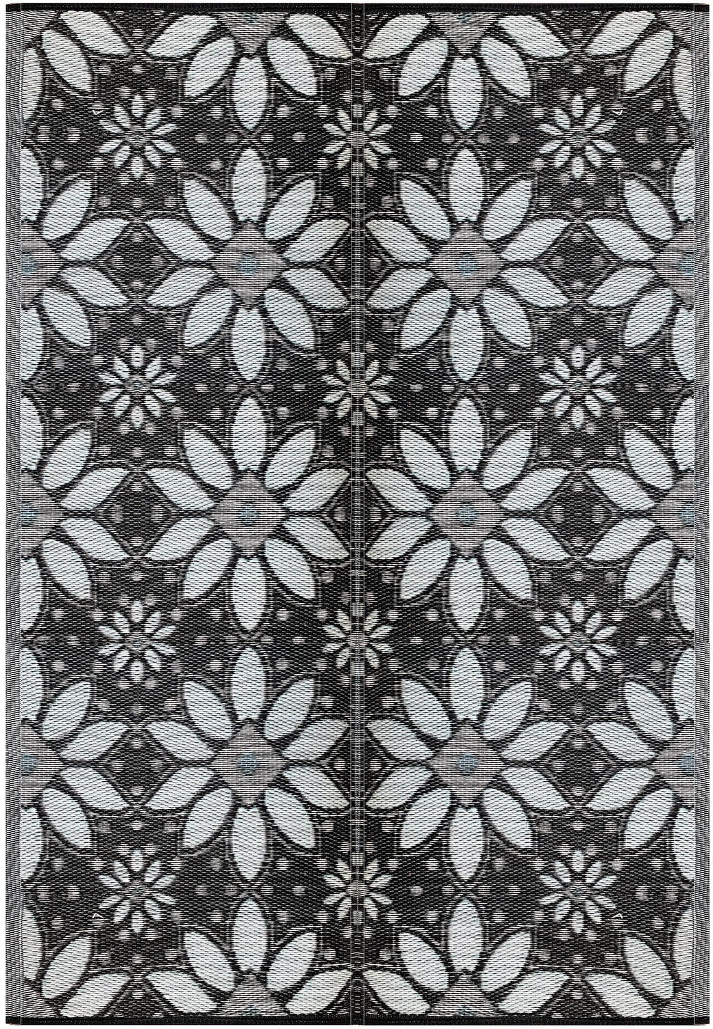 Outdoor Plastic Straw Patio Rugs 2 PK 5 by 7 Feet Blue Black Grey Reversible Waterproof Mats T665