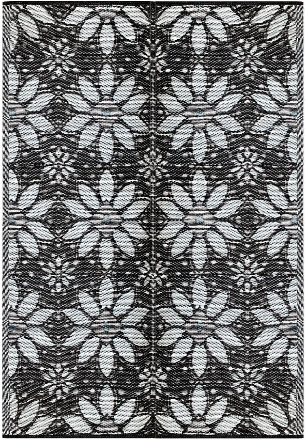 Outdoor Plastic Straw Patio Rugs 2 PK 5 by 7 Feet Blue Black Grey Reversible Waterproof Mats T665