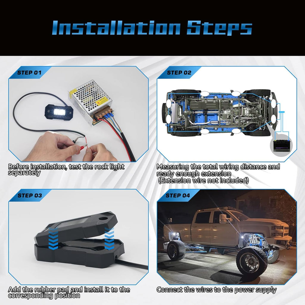 White 12 Pod Waterproof LED Rock Lights G770