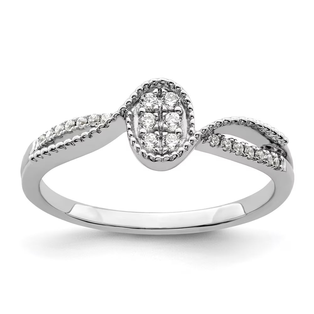14k White Gold Lab Grown Diamond Cluster Ring G318
