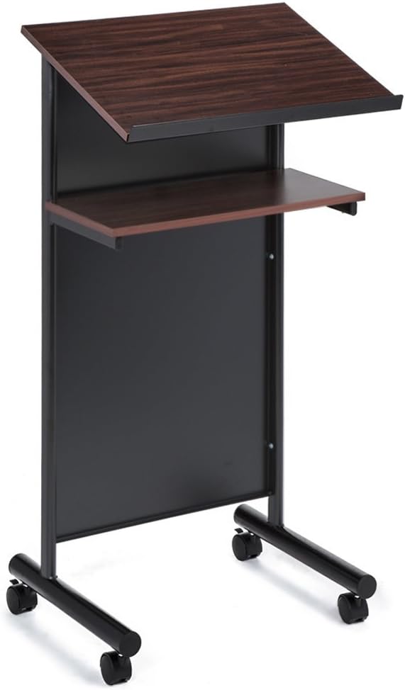 Wheeled Lectern with Storage Shelf, Beech/Black I476