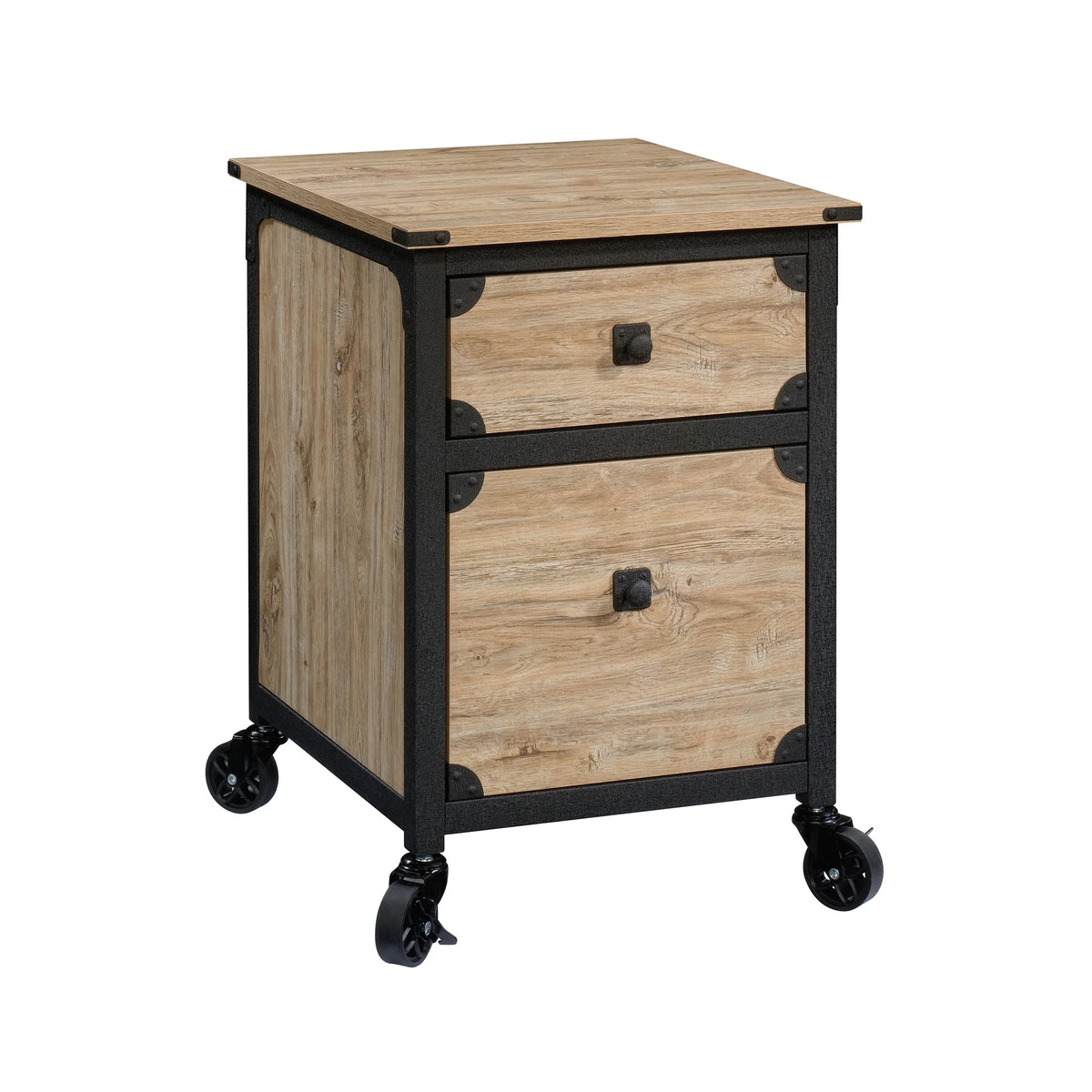 Rustic Metal & Wood Rolling File Cabinet R912