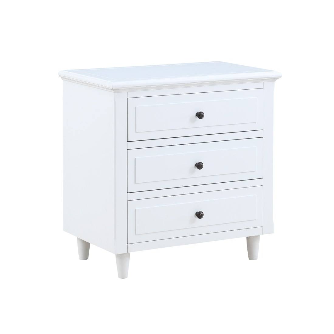 3-Drawer White Wood Nightstand G265