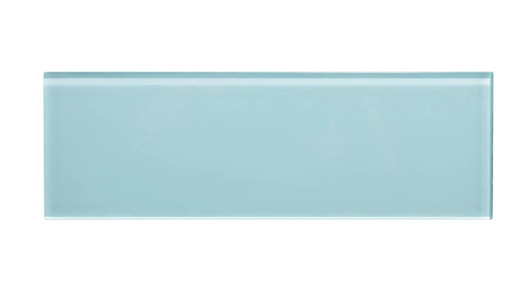 Glossy Baby Blue Glass Subway Tile, 4 inch x 12 inch, 5 Square Feet Carton F8583