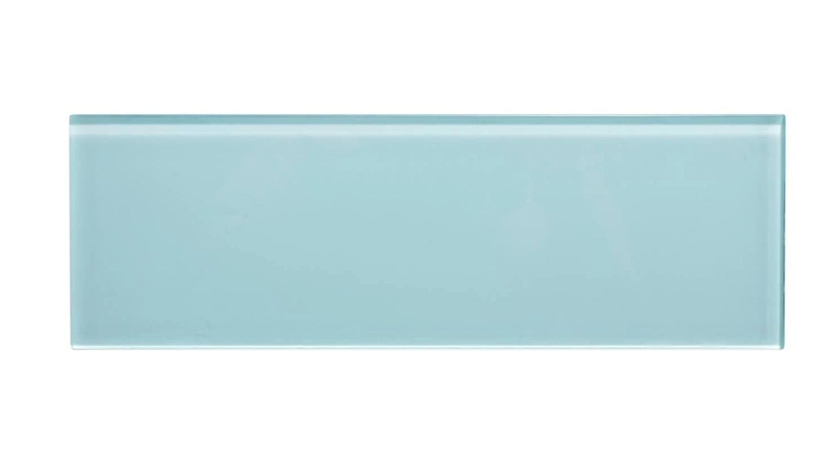 Glossy Baby Blue Glass Subway Tile, 4 inch x 12 inch, 5 Square Feet Carton F8583