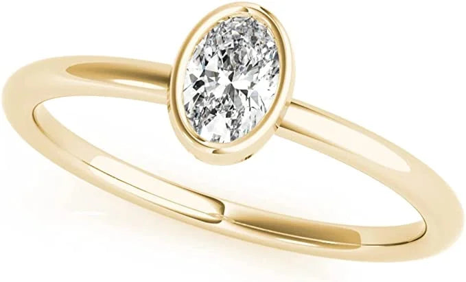 Oval Diamond Solitaire Engagement Ring in 14K Gold P9849