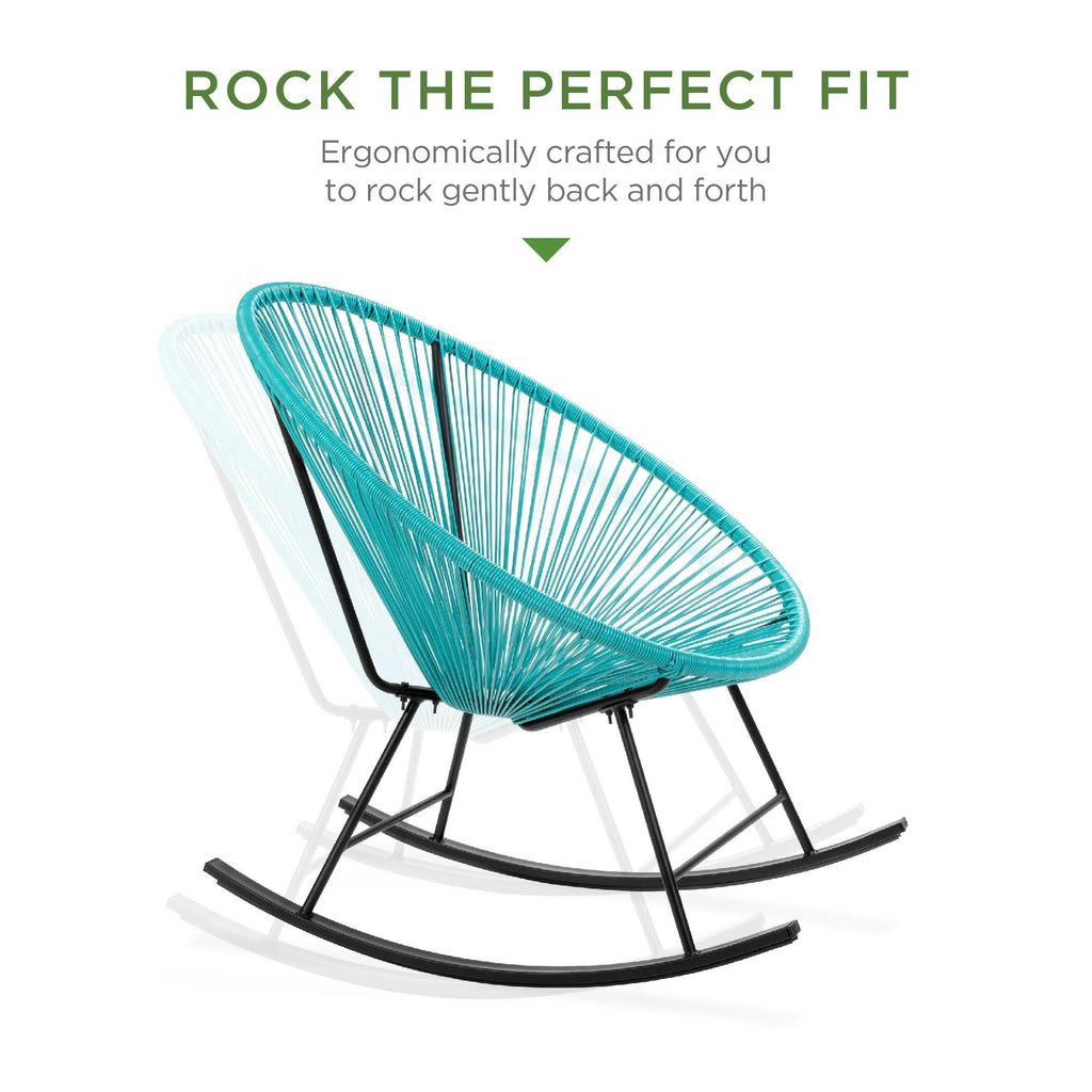 Blue 3-Piece Patio Bistro Furniture Set with Rocking Chairs and Table Q1284