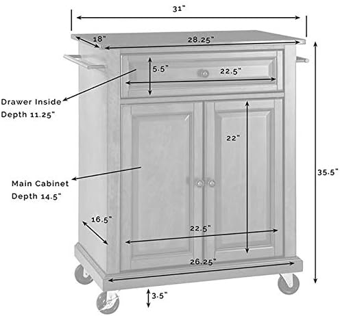 Black Granite Top Cherry Kitchen Cart A335
