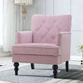 Pink Tufted Velvet Club Chair with Wooden Legs H967224